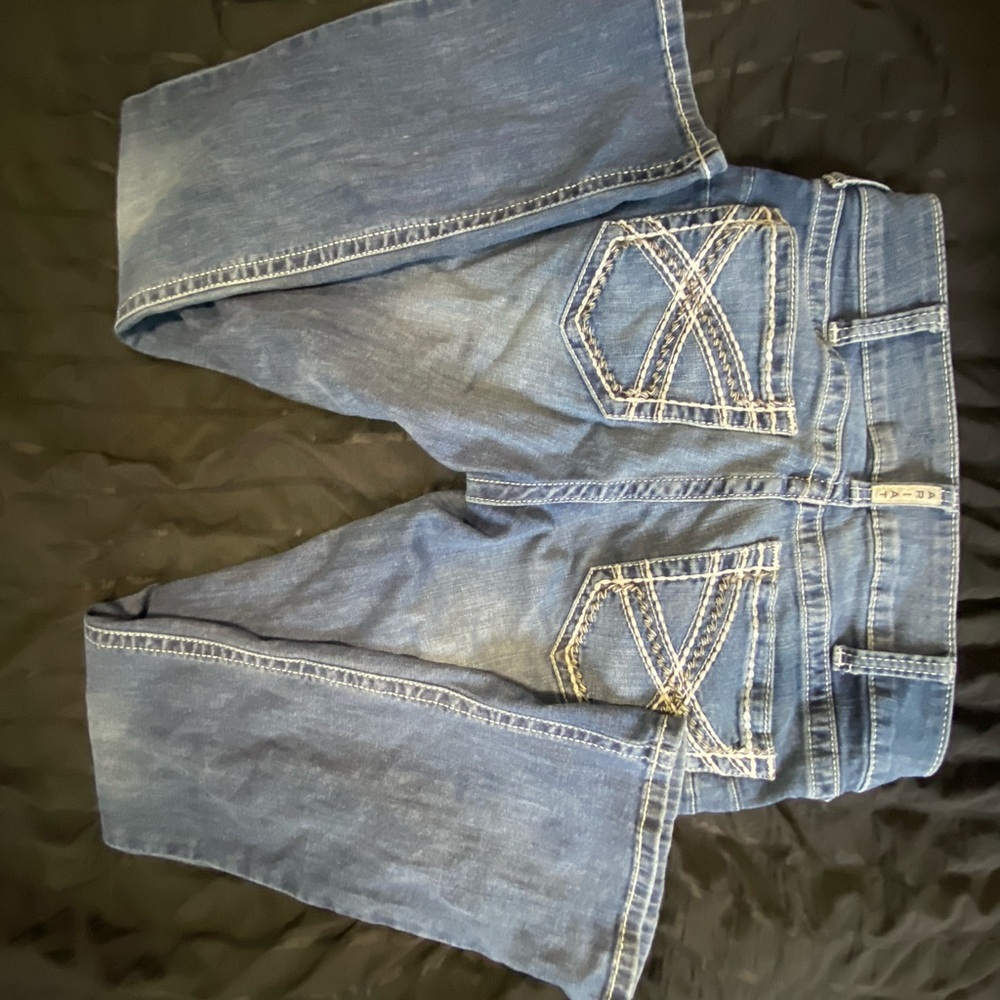 Ariat Blue Boot Cut Jeans with Decorative Stitching